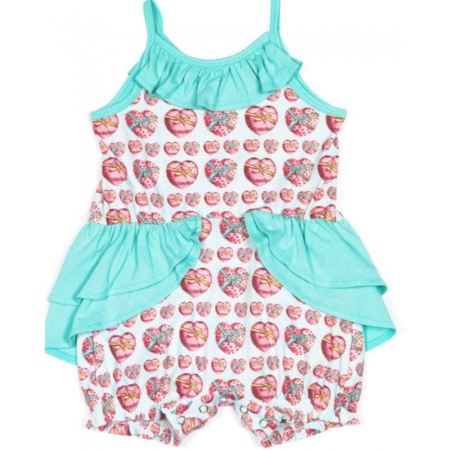 Little Wings Romper with Frills - Heart Bows