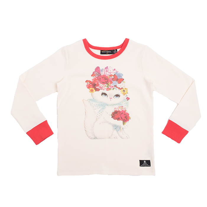Rock Your Kid Floral Cat LS T-Shirt