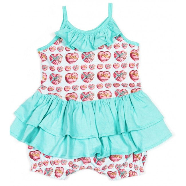 Little Wings Romper with Frills - Heart Bows
