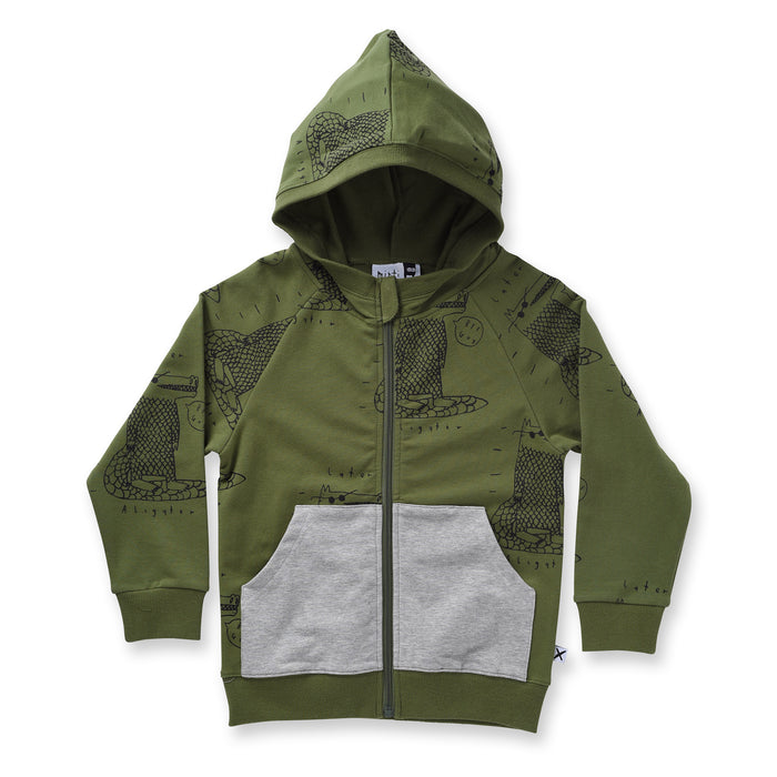 Minti Later Alligator Furry Zip Up (Army)