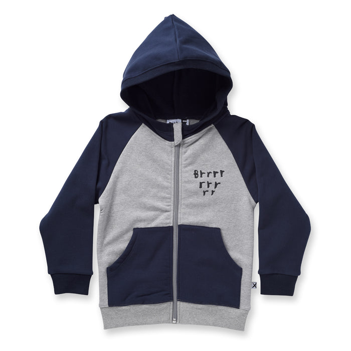 Minti Mountain Man Furry Zip Up (Grey Marle/Oxford Blue)