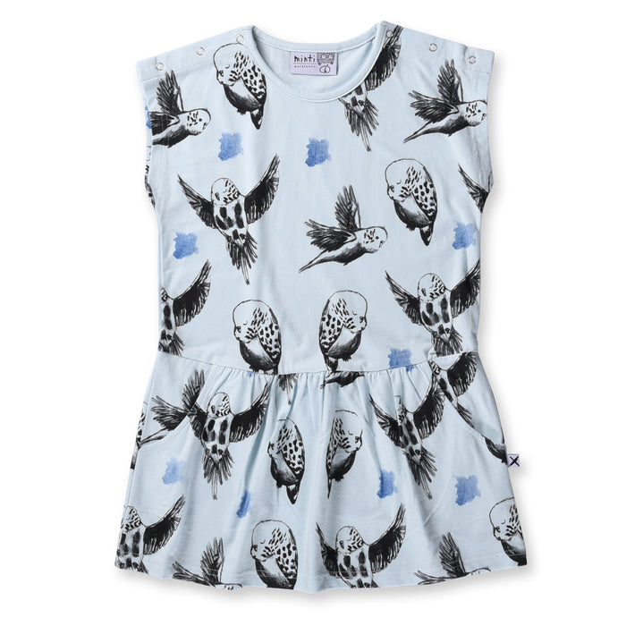 Minti Budgies Domed Up Dress (Light Blue)