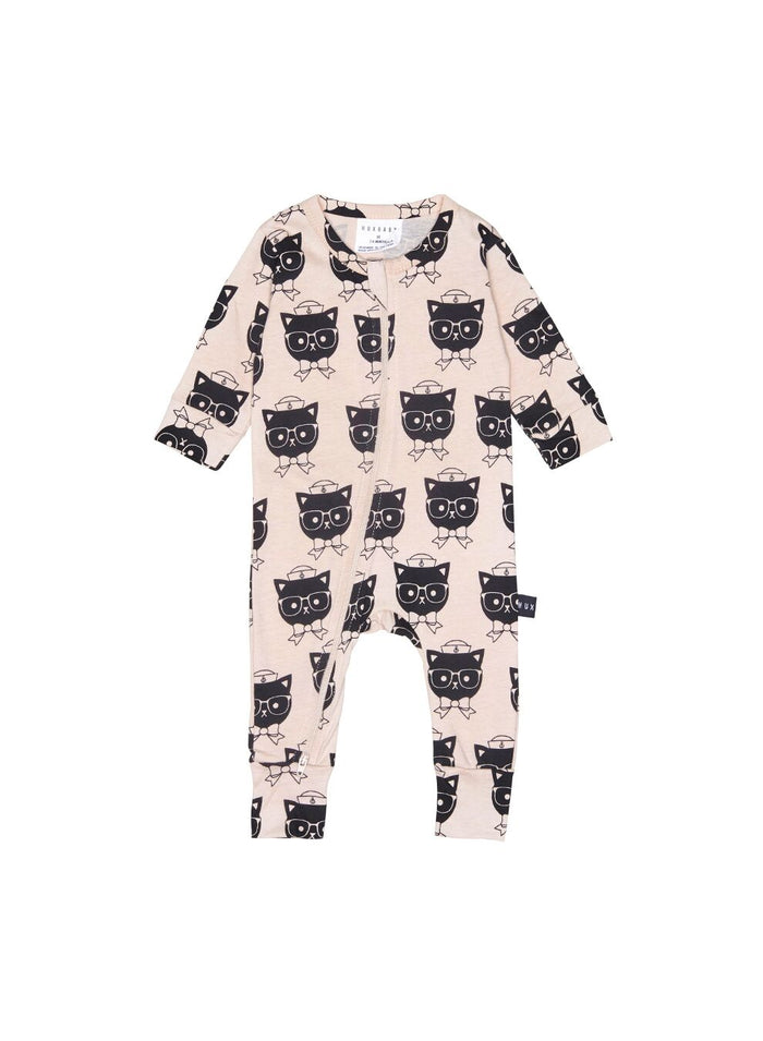 Huxbaby Sailor Cat Zip Romper (Rose)