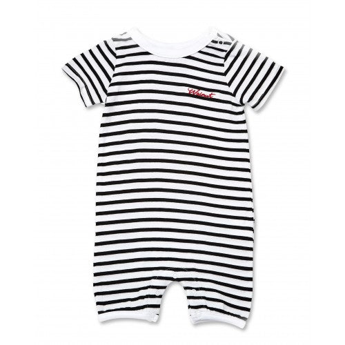 Walnut River Snap Romper (Blk/Wht Strip)